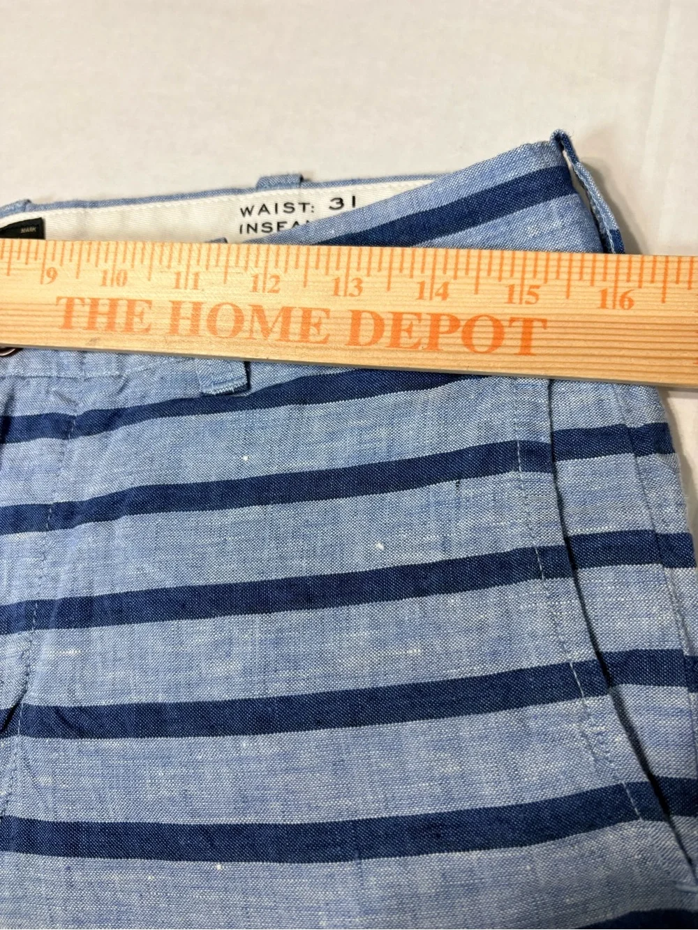 Men's J. Crew Stanton Baird McNutt Irish Linen Blue Striped Casual Shorts 31